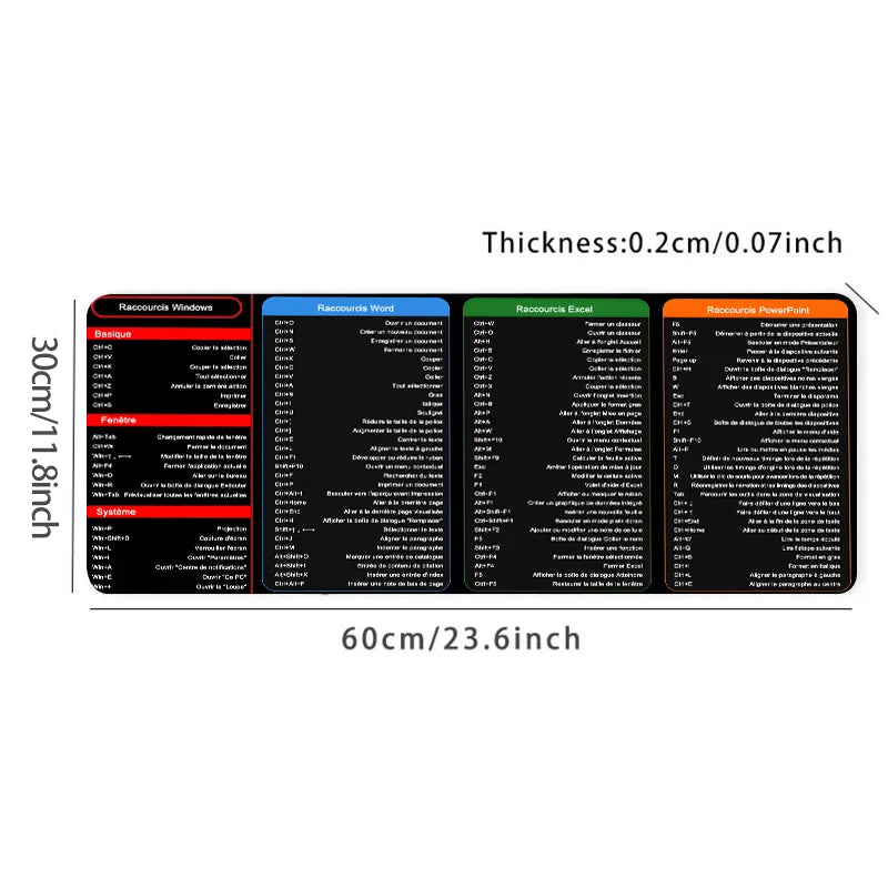 Tapis de souris raccourcis Windows-Excel-Word