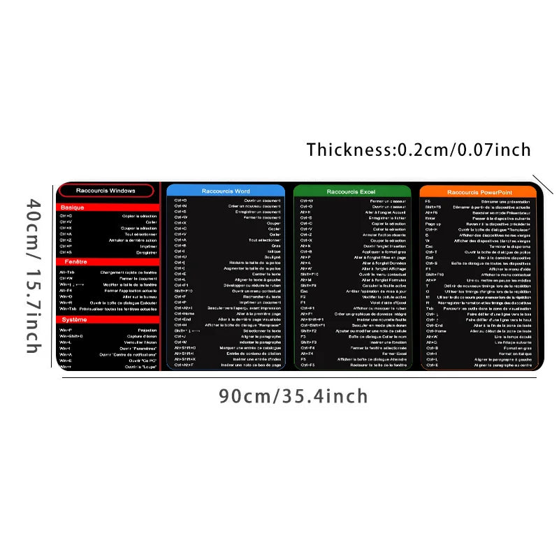 Tapis de souris raccourcis Windows-Excel-Word