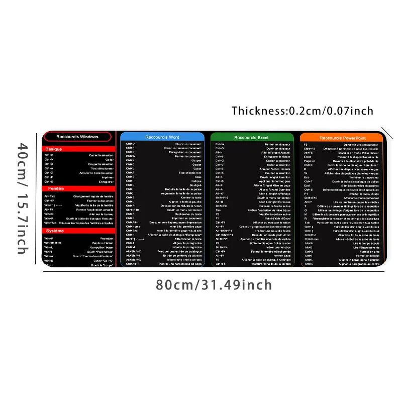 Tapis de souris raccourcis Windows-Excel-Word