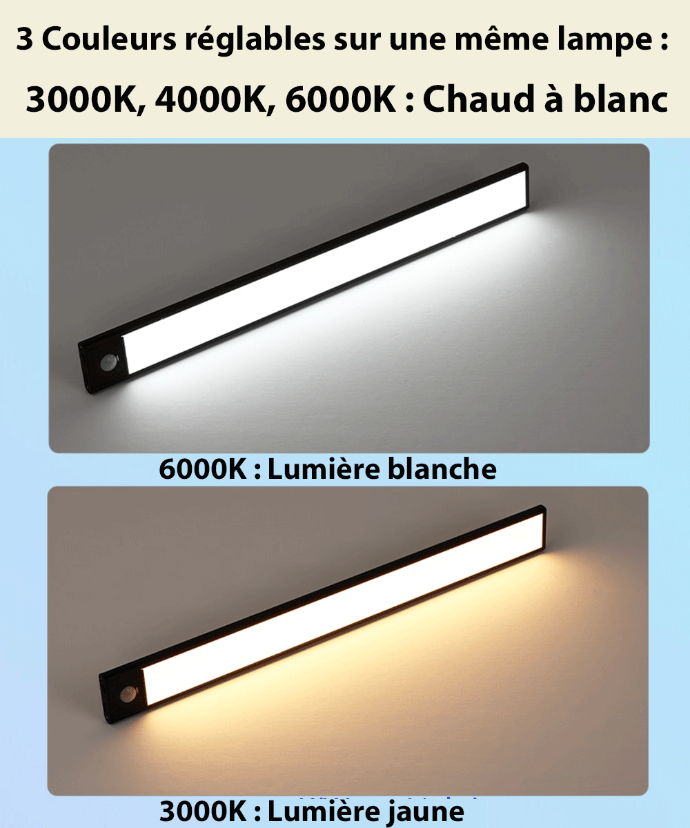 LED réglette ultra fine - sans fil - Détecteur de mouvement