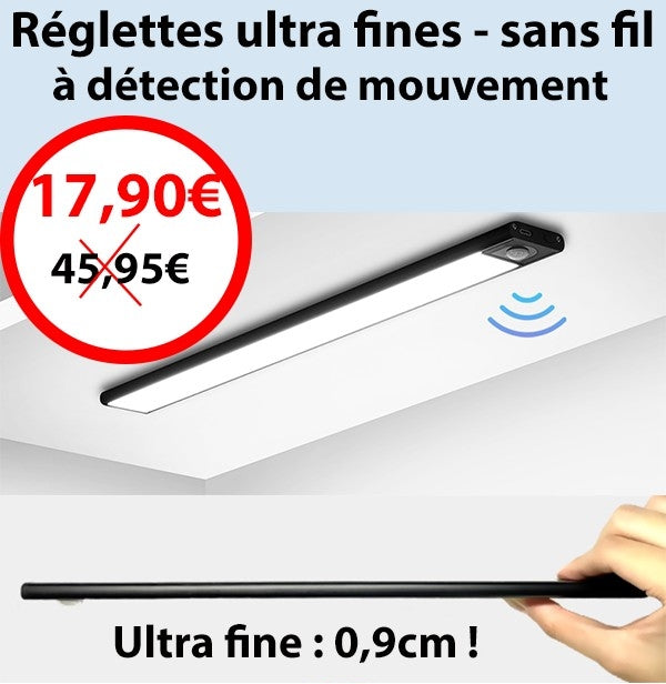 LED réglette ultra fine - sans fil - Détecteur de mouvement